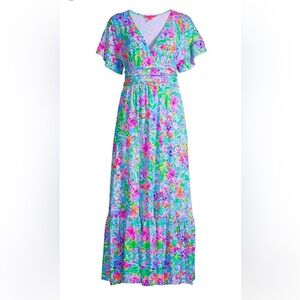 NWOT sz XL Lilly Pulitzer Jessi Midi dress in Amalfi Blue Alligator Isle